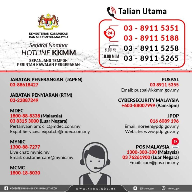 senarai nombor hotline KKMM
