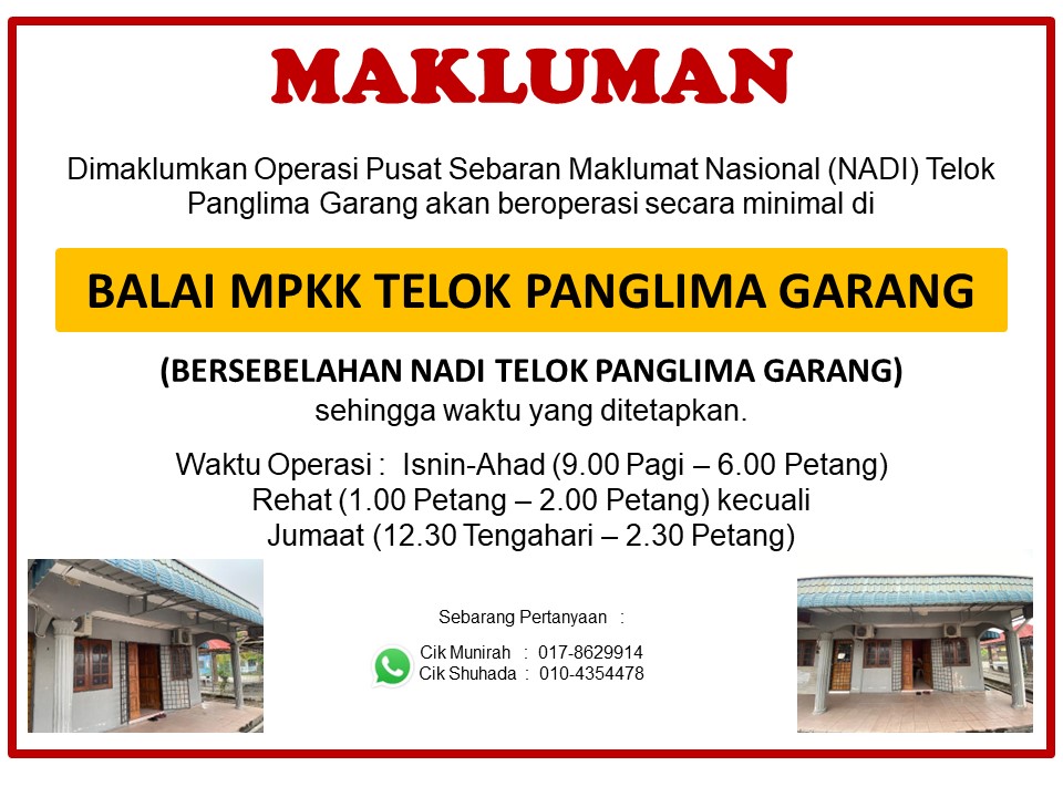 MAKLUMAN PENUTUPAN SEMENTARA DI BALAI MPKK