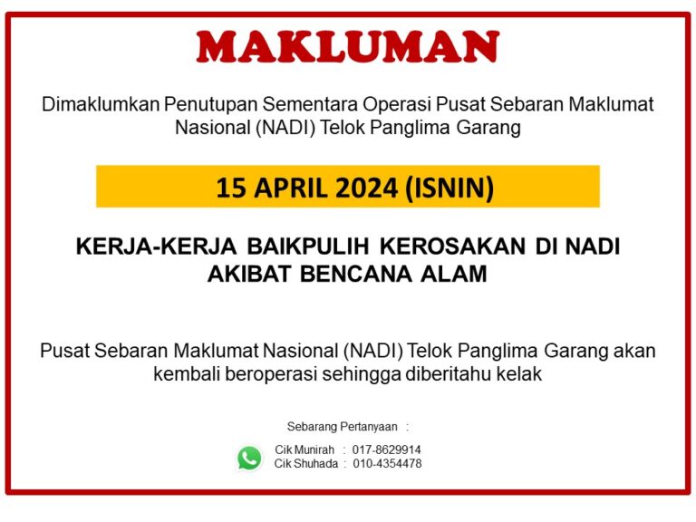 MAKLUMAN PENUTUPAN SEMENTARA PUTING BELIUNG